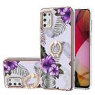 For Motorola Moto G Stylus 2021 Electroplating Pattern IMD TPU Shockproof Case with Rhinestone Ring Holder(Purple Flower) - 1