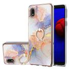 For Samsung Galaxy A01 Core Electroplating Pattern IMD TPU Shockproof Case with Rhinestone Ring Holder(Milky Way White Marble) - 1