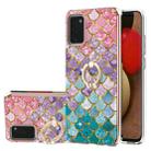 For Samsung Galaxy A02s 164mm Electroplating Pattern IMD TPU Shockproof Case with Rhinestone Ring Holder(Colorful Scales) - 1