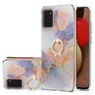 For Samsung Galaxy A02s 164mm Electroplating Pattern IMD TPU Shockproof Case with Rhinestone Ring Holder(Milky Way White Marble) - 1