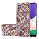 For Samsung Galaxy A22 5G US Version Electroplating Pattern IMD TPU Shockproof Case with Rhinestone Ring Holder(Pink Scales) - 1