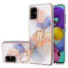 For Samsung Galaxy A51 Electroplating Pattern IMD TPU Shockproof Case with Rhinestone Ring Holder(Milky Way White Marble) - 1