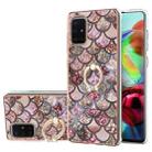 For Samsung Galaxy A71/A715 Electroplating Pattern IMD TPU Shockproof Case with Rhinestone Ring Holder(Pink Scales) - 1