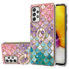 For Samsung Galaxy A72 4G/5G Electroplating Pattern IMD TPU Shockproof Case with Rhinestone Ring Holder(Colorful Scales) - 1