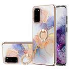 For Samsung Galaxy S20 Electroplating Pattern IMD TPU Shockproof Case with Rhinestone Ring Holder(Milky Way White Marble) - 1