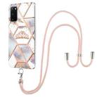 For Samsung Galaxy S20 Electroplating Splicing Marble Flower Pattern TPU Shockproof Case with Lanyard(Imperial Crown) - 1