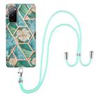For Samsung Galaxy S20 FE 5G / 4G Electroplating Splicing Marble Flower Pattern TPU Shockproof Case with Lanyard(Blue Flower) - 1