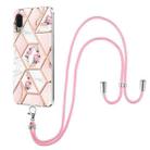 For Samsung Galaxy A02 / M02 Electroplating Splicing Marble Flower Pattern TPU Shockproof Case with Lanyard(Pink Flower) - 1