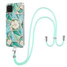 For Samsung Galaxy A12 5G / M12 / F12 Electroplating Splicing Marble Flower Pattern TPU Shockproof Case with Lanyard(Blue Flower) - 1