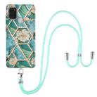 For Samsung Galaxy A21s Electroplating Splicing Marble Flower Pattern TPU Shockproof Case with Lanyard(Blue Flower) - 1
