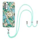 For Samsung Galaxy A32 5G Electroplating Splicing Marble Flower Pattern TPU Shockproof Case with Lanyard(Blue Flower) - 1