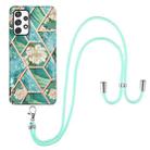 For Samsung Galaxy A72 5G / 4G Electroplating Splicing Marble Flower Pattern TPU Shockproof Case with Lanyard(Blue Flower) - 1