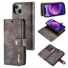 For iPhone 13 mini DG.MING Crazy Horse Texture Flip Detachable Magnetic Leather Case with Holder & Card Slots & Wallet (Grey) - 1
