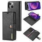 For iPhone 13 mini DG.MING Crazy Horse Texture Flip Detachable Magnetic Leather Case with Holder & Card Slots & Wallet (Black) - 1