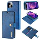 For iPhone 13 mini DG.MING Crazy Horse Texture Flip Detachable Magnetic Leather Case with Holder & Card Slots & Wallet (Blue) - 1