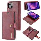 For iPhone 13 DG.MING Crazy Horse Texture Flip Detachable Magnetic Leather Case with Holder & Card Slots & Wallet(Red) - 1