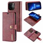 For iPhone 13 Pro DG.MING Crazy Horse Texture Flip Detachable Magnetic Leather Case with Holder & Card Slots & Wallet (Red) - 1