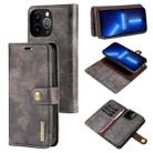 For iPhone 13 Pro DG.MING Crazy Horse Texture Flip Detachable Magnetic Leather Case with Holder & Card Slots & Wallet (Grey) - 1