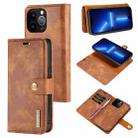 For iPhone 13 Pro DG.MING Crazy Horse Texture Flip Detachable Magnetic Leather Case with Holder & Card Slots & Wallet (Brown) - 1