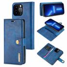 For iPhone 13 Pro DG.MING Crazy Horse Texture Flip Detachable Magnetic Leather Case with Holder & Card Slots & Wallet (Blue) - 1