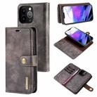 For iPhone 13 Pro Max DG.MING Crazy Horse Texture Flip Detachable Magnetic Leather Case with Holder & Card Slots & Wallet (Grey) - 1