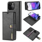 For iPhone 13 Pro Max DG.MING Crazy Horse Texture Flip Detachable Magnetic Leather Case with Holder & Card Slots & Wallet (Black) - 1