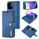 For iPhone 13 Pro Max DG.MING Crazy Horse Texture Flip Detachable Magnetic Leather Case with Holder & Card Slots & Wallet (Blue) - 1