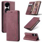 CaseMe 013 Multifunctional Horizontal Flip Leather Case with Holder & Card Slot & Wallet For Huawei P50 Pro(Wine Red) - 1