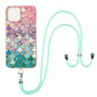 For iPhone 13 mini Electroplating Pattern IMD TPU Shockproof Case with Neck Lanyard (Colorful Scales) - 1