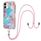 For iPhone 12 mini Electroplating Pattern IMD TPU Shockproof Case with Neck Lanyard (Milky Way Blue Marble) - 1