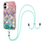 For iPhone 12 / 12 Pro Electroplating Pattern IMD TPU Shockproof Case with Neck Lanyard(Colorful Scales) - 1