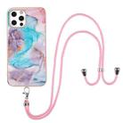 For iPhone 12 Pro Max Electroplating Pattern IMD TPU Shockproof Case with Neck Lanyard(Milky Way Blue Marble) - 1
