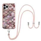 For iPhone 11 Pro Electroplating Pattern IMD TPU Shockproof Case with Neck Lanyard (Pink Scales) - 1