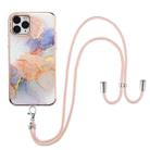 For iPhone 11 Pro Electroplating Pattern IMD TPU Shockproof Case with Neck Lanyard (Milky Way White Marble) - 1