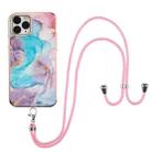 For iPhone 11 Pro Max Electroplating Pattern IMD TPU Shockproof Case with Neck Lanyard (Milky Way Blue Marble) - 1