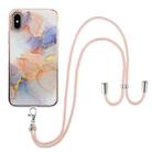 For iPhone X / XS Electroplating Pattern IMD TPU Shockproof Case with Neck Lanyard(Milky Way White Marble) - 1