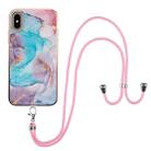 For iPhone X / XS Electroplating Pattern IMD TPU Shockproof Case with Neck Lanyard(Milky Way Blue Marble) - 1