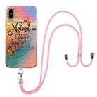 For iPhone X / XS Electroplating Pattern IMD TPU Shockproof Case with Neck Lanyard(Dream Chasing Butterfly) - 1