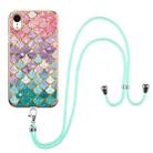 For iPhone XR Electroplating Pattern IMD TPU Shockproof Case with Neck Lanyard(Colorful Scales) - 1