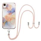 For iPhone XR Electroplating Pattern IMD TPU Shockproof Case with Neck Lanyard(Milky Way White Marble) - 1