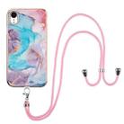 For iPhone XR Electroplating Pattern IMD TPU Shockproof Case with Neck Lanyard(Milky Way Blue Marble) - 1