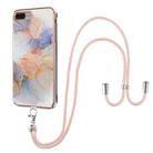 Electroplating Pattern IMD TPU Shockproof Case with Neck Lanyard For iPhone 8 Plus / 7 Plus(Milky Way White Marble) - 1