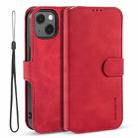 For iPhone 13 mini DG.MING Retro Oil Side Horizontal Flip Leather Case with Holder & Card Slots & Wallet (Red) - 1
