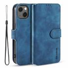 For iPhone 13 mini DG.MING Retro Oil Side Horizontal Flip Leather Case with Holder & Card Slots & Wallet (Blue) - 1