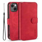 For iPhone 13 DG.MING Retro Oil Side Horizontal Flip Leather Case with Holder & Card Slots & Wallet(Red) - 1