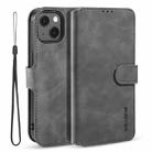 For iPhone 13 DG.MING Retro Oil Side Horizontal Flip Leather Case with Holder & Card Slots & Wallet(Grey) - 1