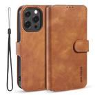 For iPhone 13 Pro DG.MING Retro Oil Side Horizontal Flip Leather Case with Holder & Card Slots & Wallet (Brown) - 1