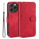 For iPhone 13 Pro DG.MING Retro Oil Side Horizontal Flip Leather Case with Holder & Card Slots & Wallet (Red) - 1