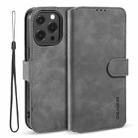 For iPhone 13 Pro DG.MING Retro Oil Side Horizontal Flip Leather Case with Holder & Card Slots & Wallet (Grey) - 1