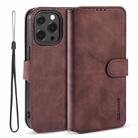 For iPhone 13 Pro DG.MING Retro Oil Side Horizontal Flip Leather Case with Holder & Card Slots & Wallet (Coffee) - 1